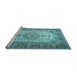 Sideview of Machine Washable Medallion Light Blue Traditional Rug, wshtr1450lblu