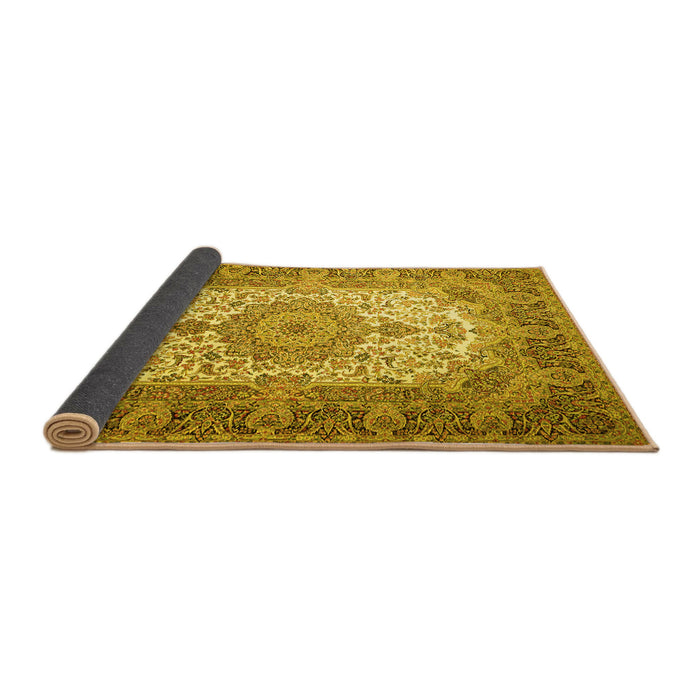 Sideview of Medallion Yellow Traditional Rug, tr1450yw