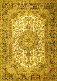 Medallion Yellow Traditional Rug, tr1450yw