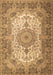 Machine Washable Medallion Brown Traditional Rug, wshtr1450brn