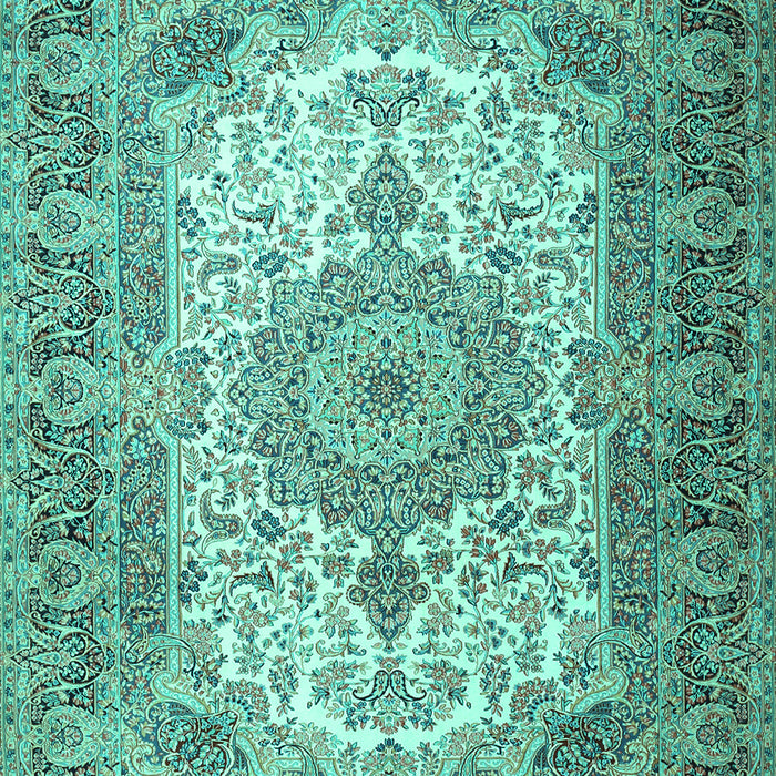 Machine Washable Medallion Turquoise Traditional Area Rugs, wshtr1450turq