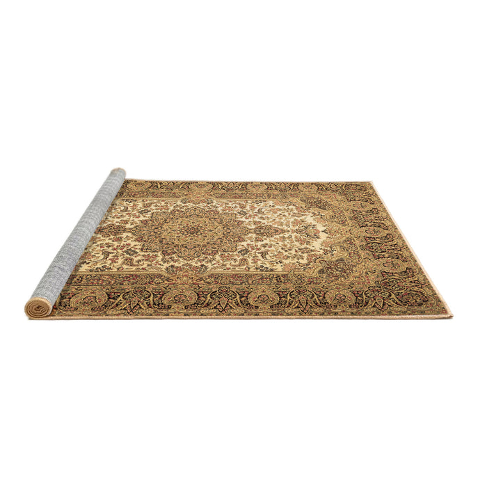 Sideview of Machine Washable Medallion Brown Traditional Rug, wshtr1450brn
