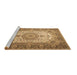 Sideview of Machine Washable Medallion Brown Traditional Rug, wshtr1450brn