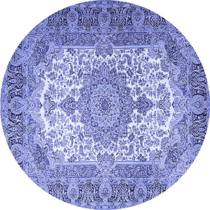 Round Medallion Blue Traditional Rug, tr1450blu
