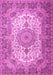 Machine Washable Medallion Pink Traditional Rug, wshtr1450pnk