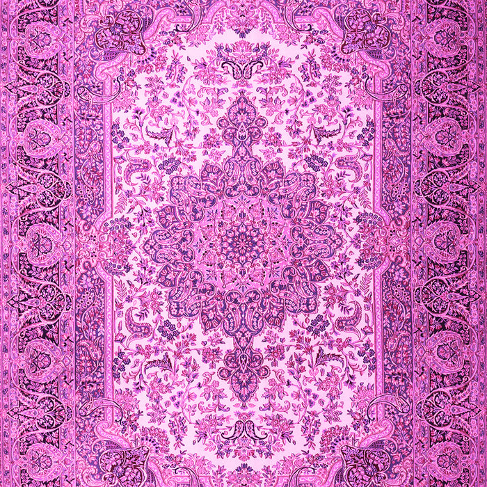 Machine Washable Medallion Pink Traditional Rug, wshtr1450pnk