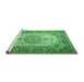 Sideview of Machine Washable Medallion Emerald Green Traditional Area Rugs, wshtr1450emgrn