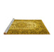 Sideview of Machine Washable Medallion Yellow Traditional Rug, wshtr1450yw