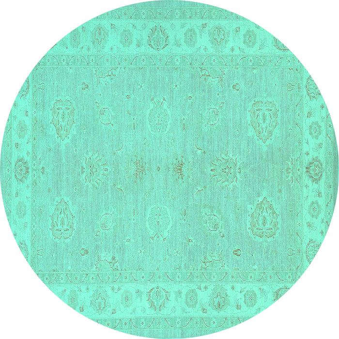 Round Persian Turquoise Traditional Rug, tr1451turq