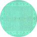Round Persian Turquoise Traditional Rug, tr1451turq