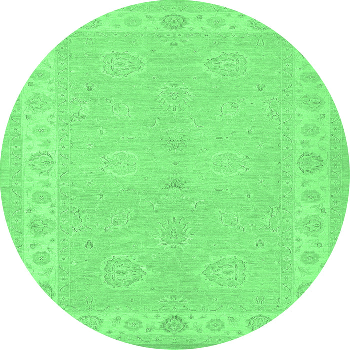 Round Machine Washable Persian Emerald Green Traditional Area Rugs, wshtr1451emgrn