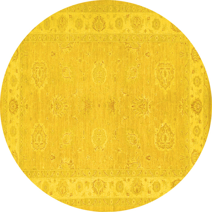 Round Machine Washable Persian Yellow Traditional Rug, wshtr1451yw