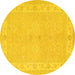 Round Machine Washable Persian Yellow Traditional Rug, wshtr1451yw