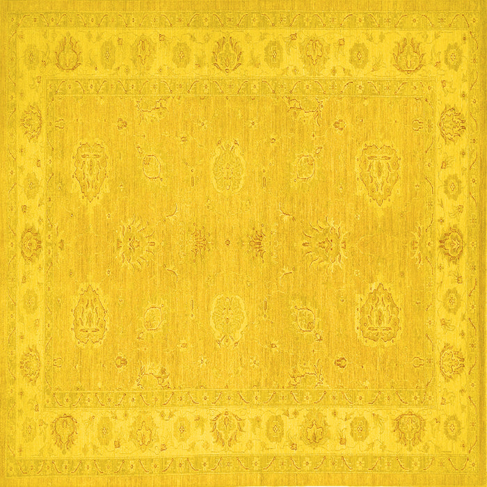 Square Machine Washable Persian Yellow Traditional Rug, wshtr1451yw
