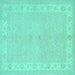 Square Persian Turquoise Traditional Rug, tr1451turq
