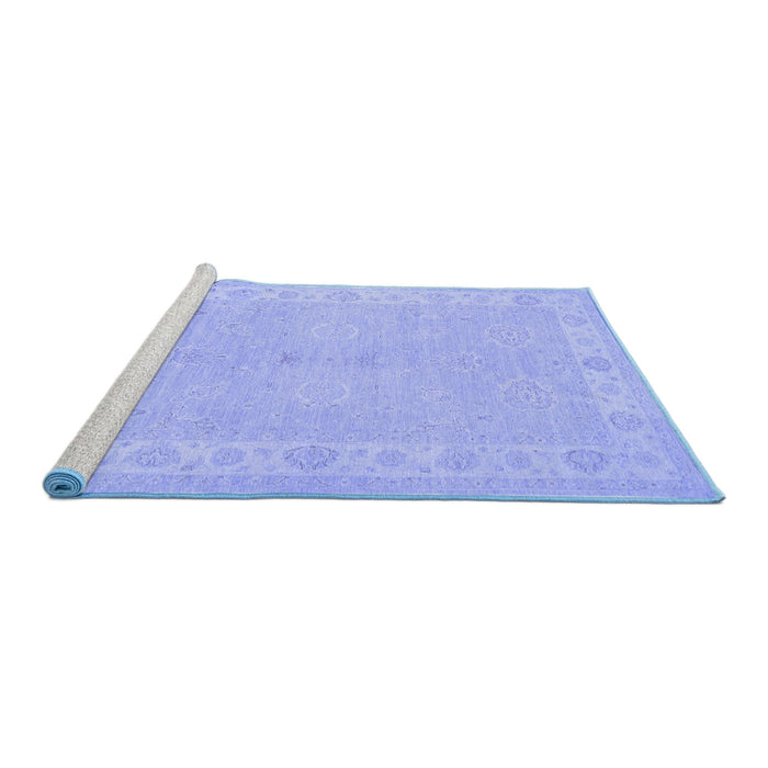 Sideview of Machine Washable Persian Blue Traditional Rug, wshtr1451blu