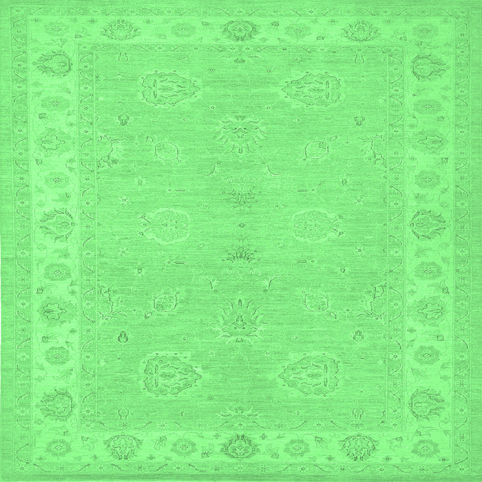 Square Machine Washable Persian Emerald Green Traditional Area Rugs, wshtr1451emgrn