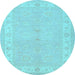 Round Machine Washable Persian Light Blue Traditional Rug, wshtr1451lblu