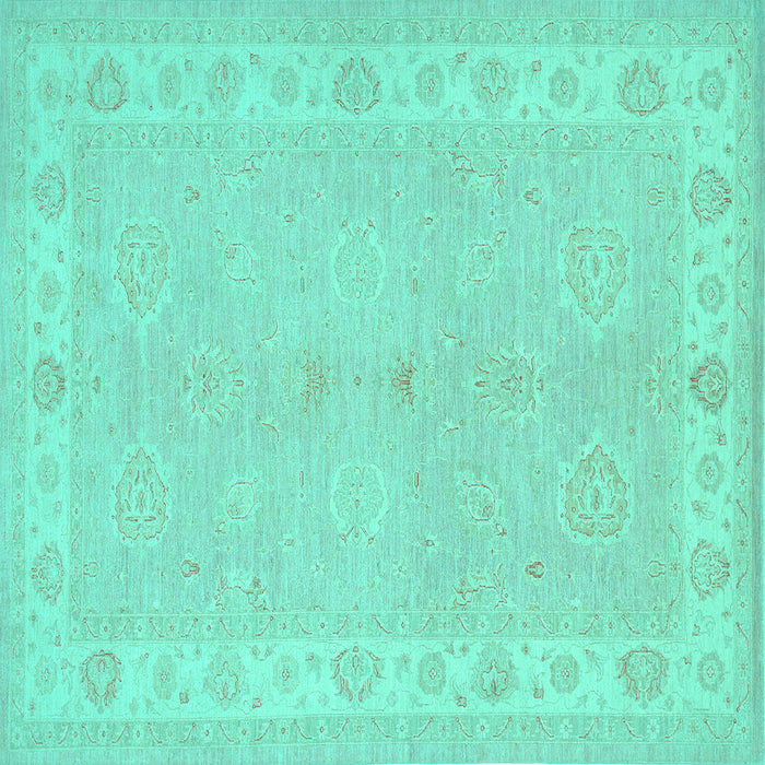 Square Machine Washable Persian Turquoise Traditional Area Rugs, wshtr1451turq