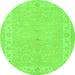 Square Persian Green Traditional Rug, tr1451grn