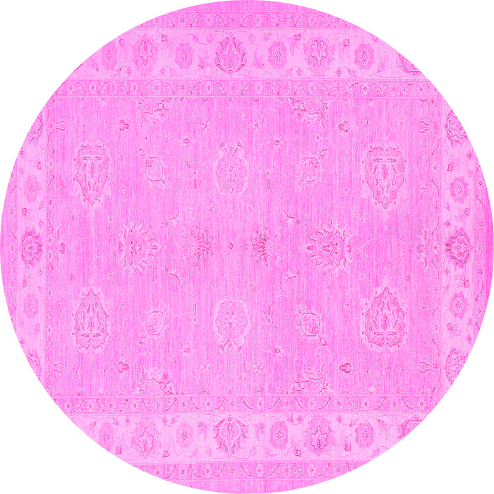 Round Machine Washable Persian Pink Traditional Rug, wshtr1451pnk