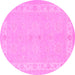 Round Machine Washable Persian Pink Traditional Rug, wshtr1451pnk