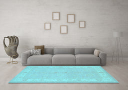 Machine Washable Persian Light Blue Traditional Rug in a Living Room, wshtr1451lblu