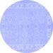Round Persian Blue Traditional Rug, tr1451blu