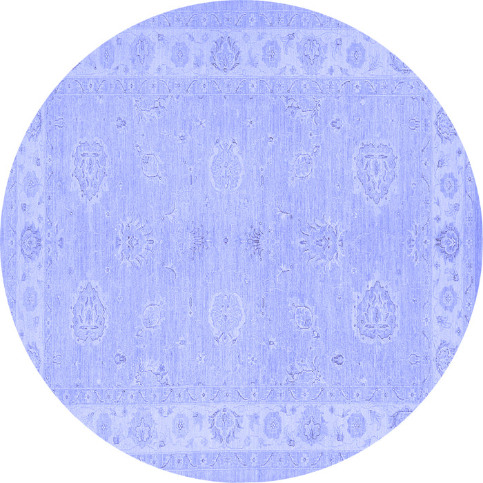 Round Machine Washable Persian Blue Traditional Rug, wshtr1451blu