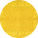 Round Persian Yellow Traditional Rug, tr1451yw