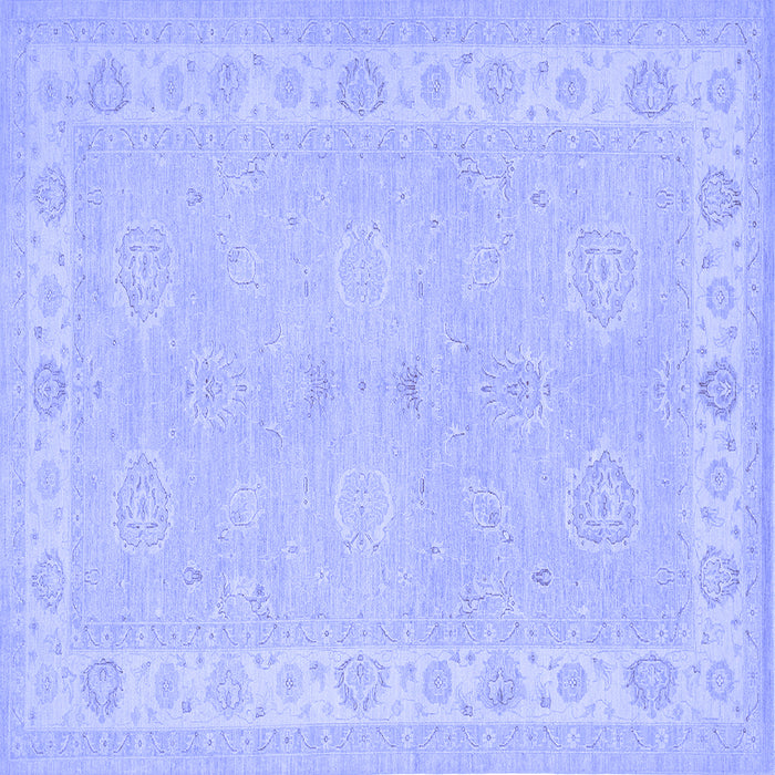 Square Machine Washable Persian Blue Traditional Rug, wshtr1451blu