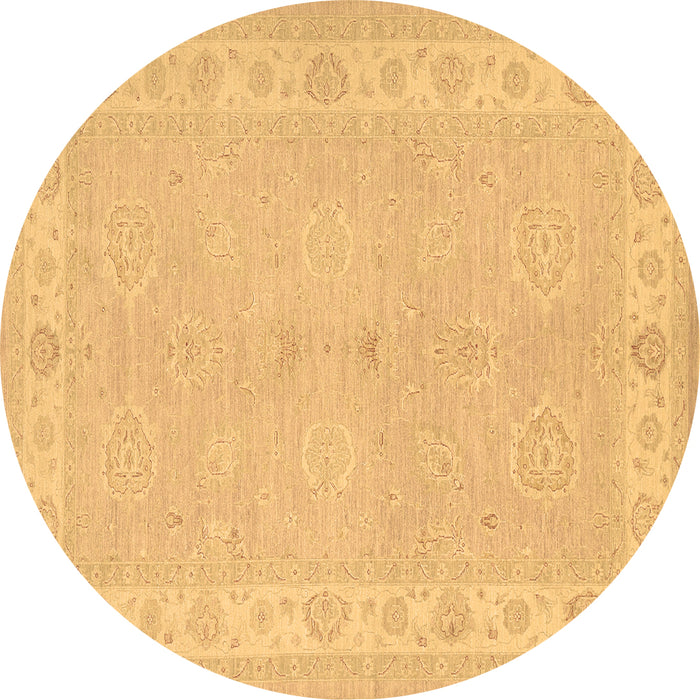Round Persian Brown Traditional Rug, tr1451brn
