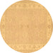 Round Persian Brown Traditional Rug, tr1451brn