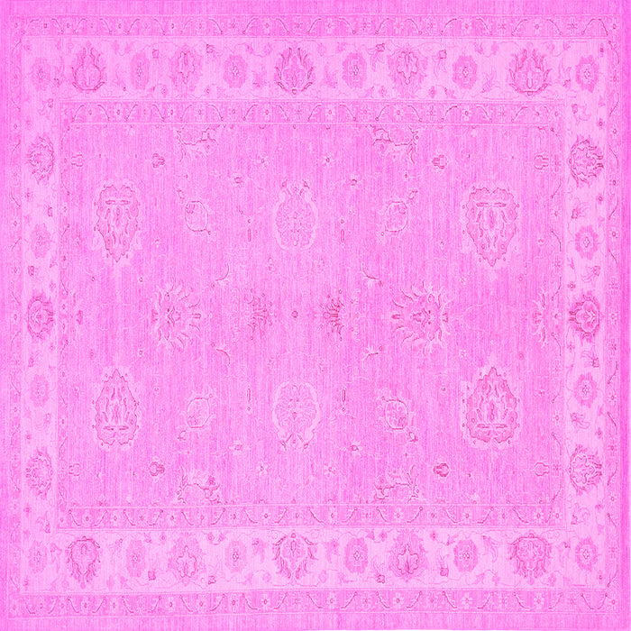 Square Machine Washable Persian Pink Traditional Rug, wshtr1451pnk