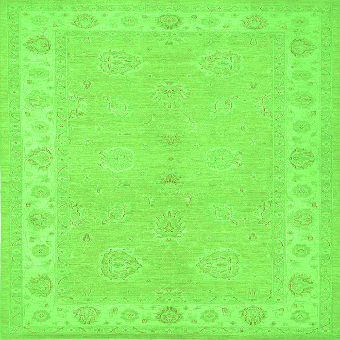 Round Machine Washable Persian Green Traditional Area Rugs, wshtr1451grn