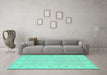 Machine Washable Persian Turquoise Traditional Area Rugs in a Living Room,, wshtr1451turq