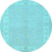 Round Persian Light Blue Traditional Rug, tr1451lblu