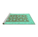 Sideview of Machine Washable Oriental Turquoise Traditional Area Rugs, wshtr1452turq