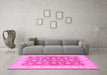 Machine Washable Oriental Pink Traditional Rug in a Living Room, wshtr1452pnk