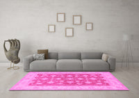 Machine Washable Oriental Pink Traditional Rug, wshtr1452pnk