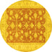 Round Oriental Yellow Traditional Rug, tr1452yw