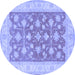 Round Oriental Blue Traditional Rug, tr1452blu