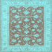 Square Oriental Light Blue Traditional Rug, tr1452lblu