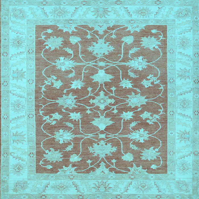 Square Machine Washable Oriental Light Blue Traditional Rug, wshtr1452lblu