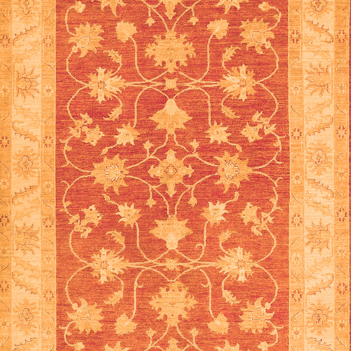 Serging Thickness of Machine Washable Oriental Orange Traditional Area Rugs, wshtr1452org