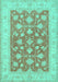 Machine Washable Oriental Turquoise Traditional Area Rugs, wshtr1452turq