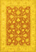 Machine Washable Oriental Yellow Traditional Rug, wshtr1452yw