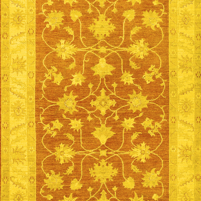 Machine Washable Oriental Yellow Traditional Rug, wshtr1452yw