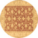 Round Oriental Brown Traditional Rug, tr1452brn