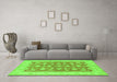 Machine Washable Oriental Green Traditional Area Rugs in a Living Room,, wshtr1452grn